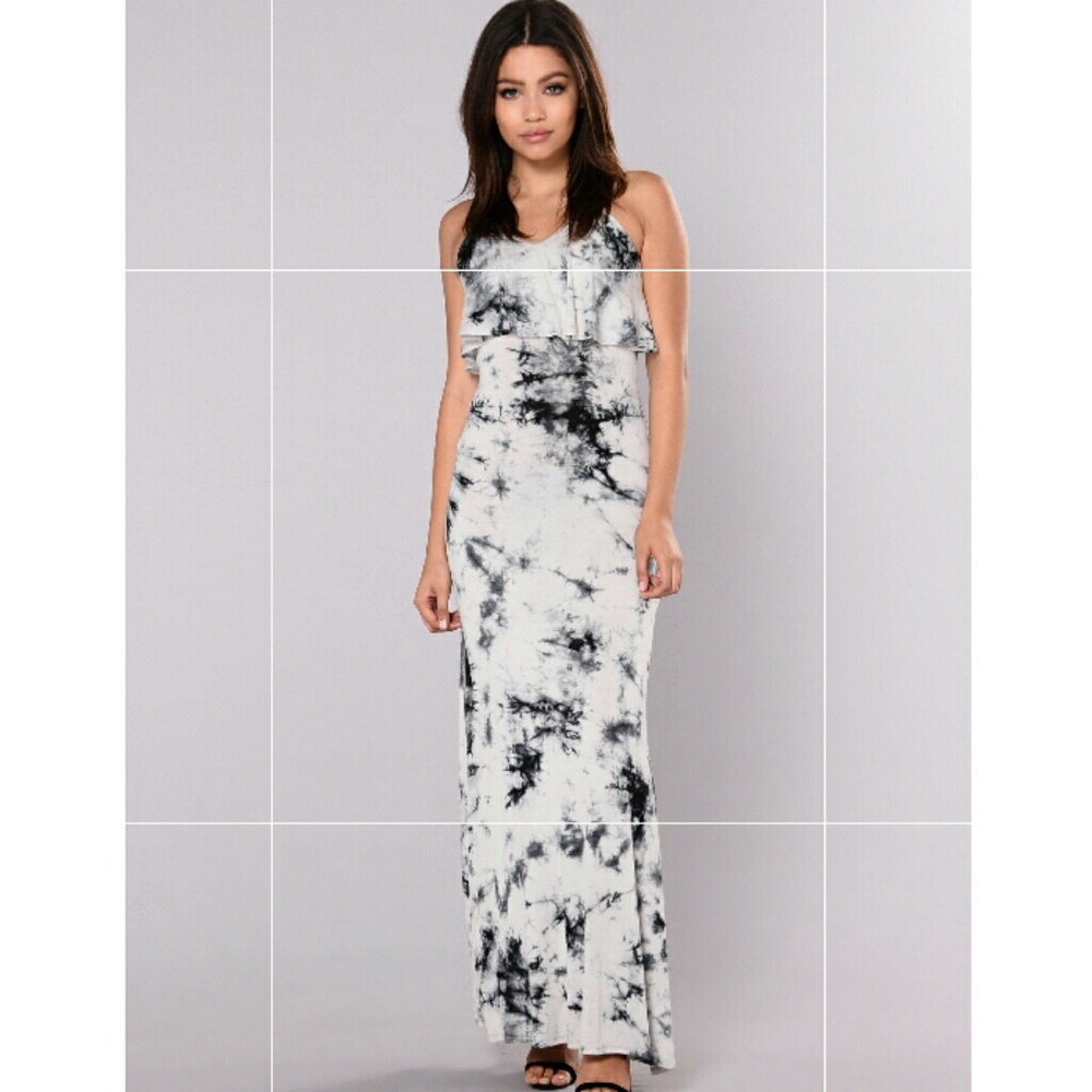 Black & whitd Nova Tie Dye Maxi Dress